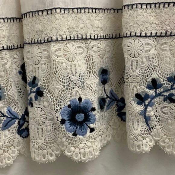 Calypso St. Bart Swimsuit Cover-Up Dress with Lace and Blue Embroidery - Picture 6 of 8